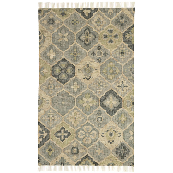 Dash and Albert Rugs Pali Floral Handwoven Flatweave Green/Beige Area